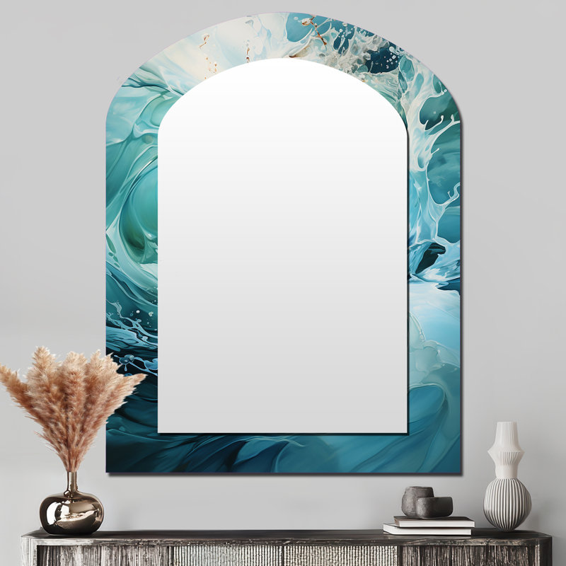 Turquoise bleu et blanc Serenity Swirl, 43 po x 33 po