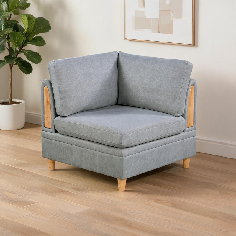 Siège de coin contemporain 36 po x 36 po pour salon en tissu de ton gris, Grey