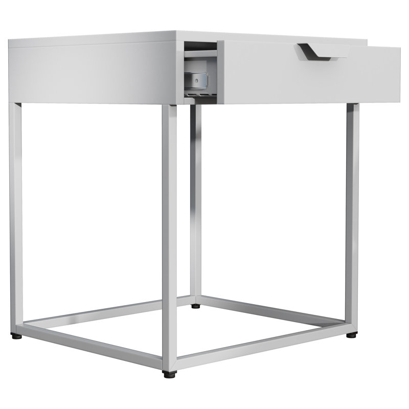 Ercelle 43cm W Metal Bedside Table, White