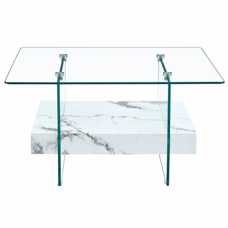 Table basse moderne à deux niveaux, Blanc