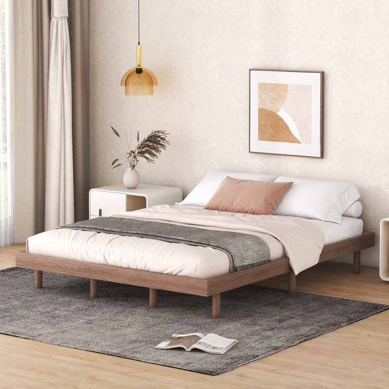 Lit plateforme Hanneli, Noyer, Grand lit