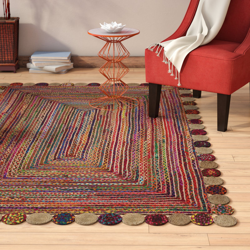 Tapis rouge tissé à la main Herzig, Rectangle 8 pi x 10 pi