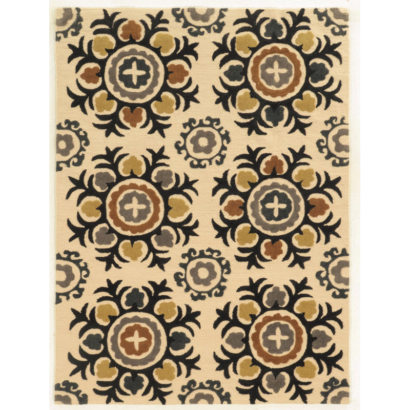 Equelle Hand Tufted Floral Indoor Rug, Rectangle 5' x 7'