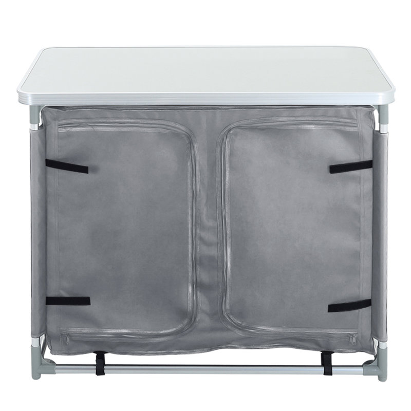 Foldable Outdoor Garden-Camping Kitchen, White/Grey