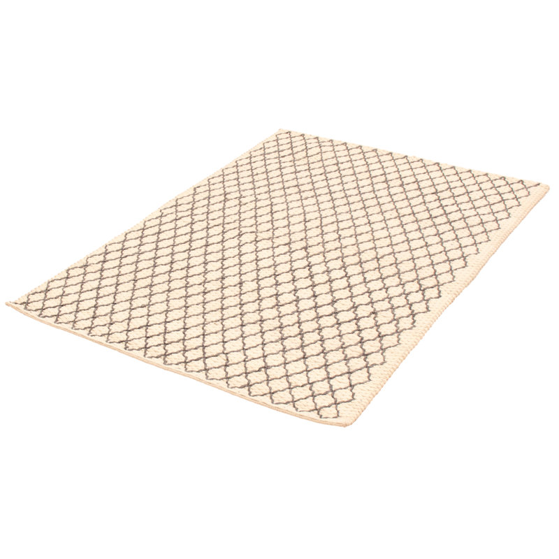 Tapis crème en laine tressé à la main Evaleen