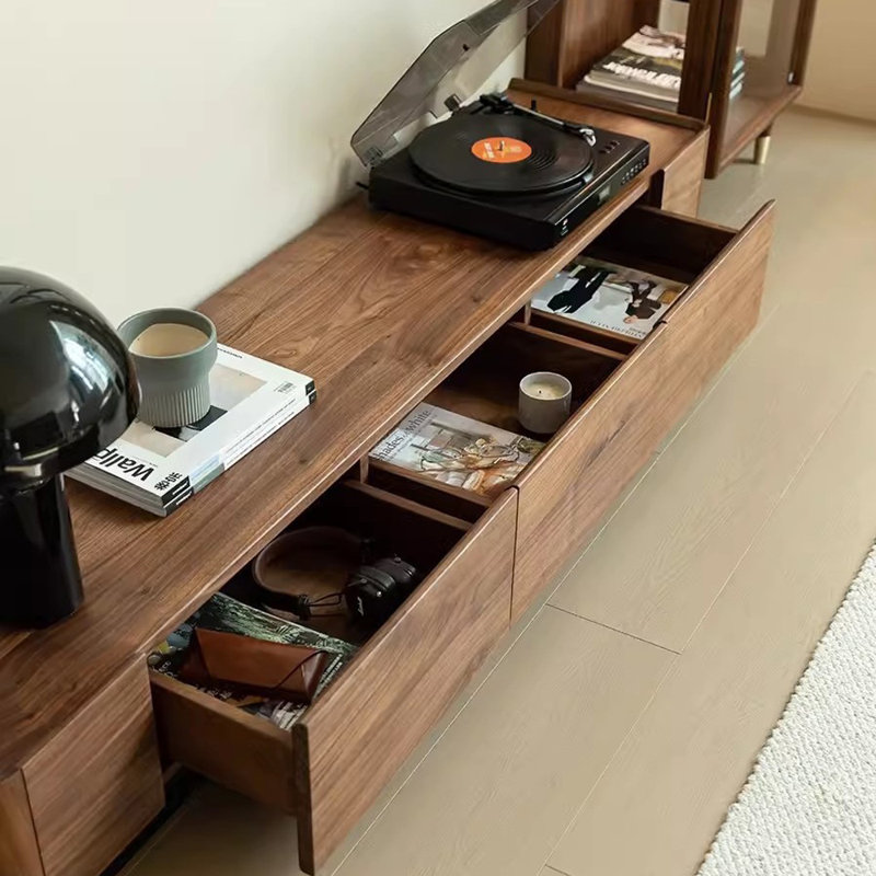 Modern minimalist TV cabinet with storage function, 12.2"H x 86.61"L x 15.75"W