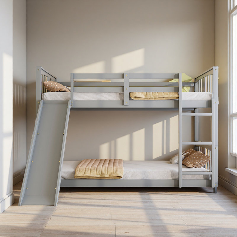 Twin Over Twin Bunk Bed, Gray