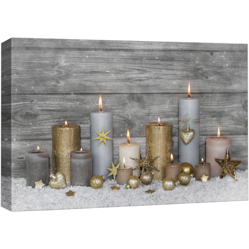 Christmas Holiday Celebration Candles X08 - Photographie sur toile tendue, H 16 po x l 24 po
