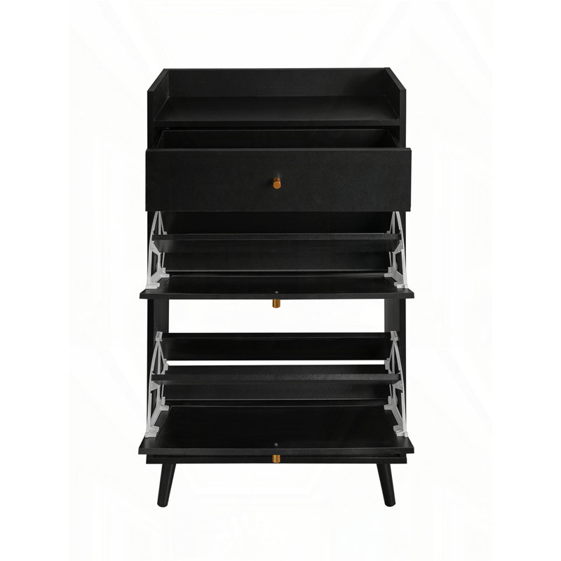 Armoire 2 tiroirs Rattan Allen, Noir, noir, noir, noir