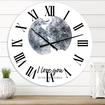 Romantic Moon Kiss of Two Lovers  Modern wall clock