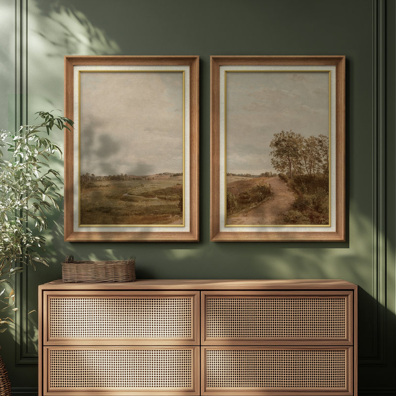 Ensemble de 2 œuvres d'art encadrées de qualité supérieure sur toile de qualité supérieure avec cadre de 26 po x 36 po