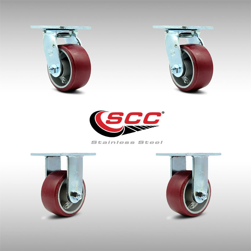 Ensemble de 4 roulettes en polyuréthane sur aluminium 4 pièces