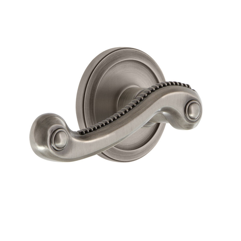 Grandeur Circulaire Rosette Single Dummy with Newport Lever, Antique Pewter, Left Handed