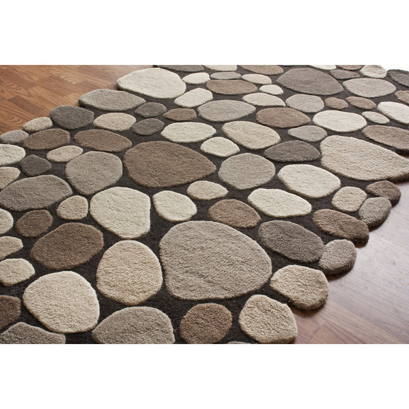 Tapis brun foncé en laine tissé à plat à la main Alpert, Rectangle de 2 pi x 3 pi