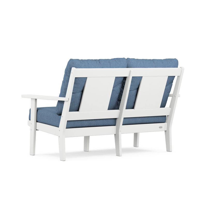 Causeuse Lakeside Prairie, Blanc, Bleu ciel