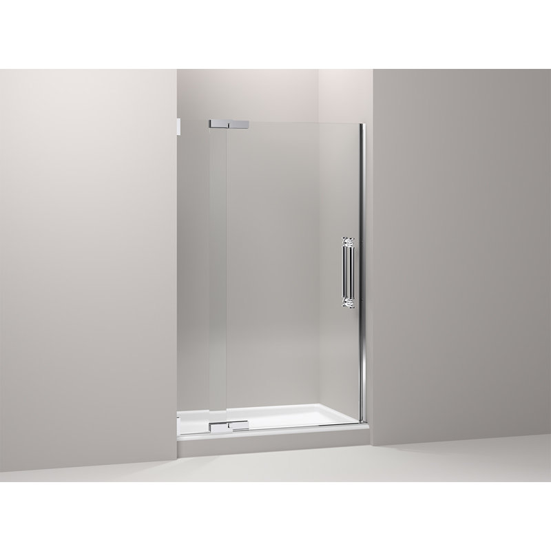 Pinstripe 47.75" x 72.25" Pivot Shower Door, Argent poli brillant