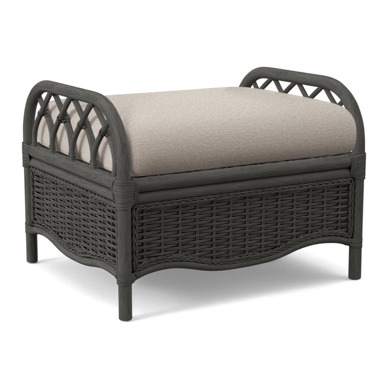 Everglade Ottoman, Beige Performance Fabric; 0851-73, Antique Black
