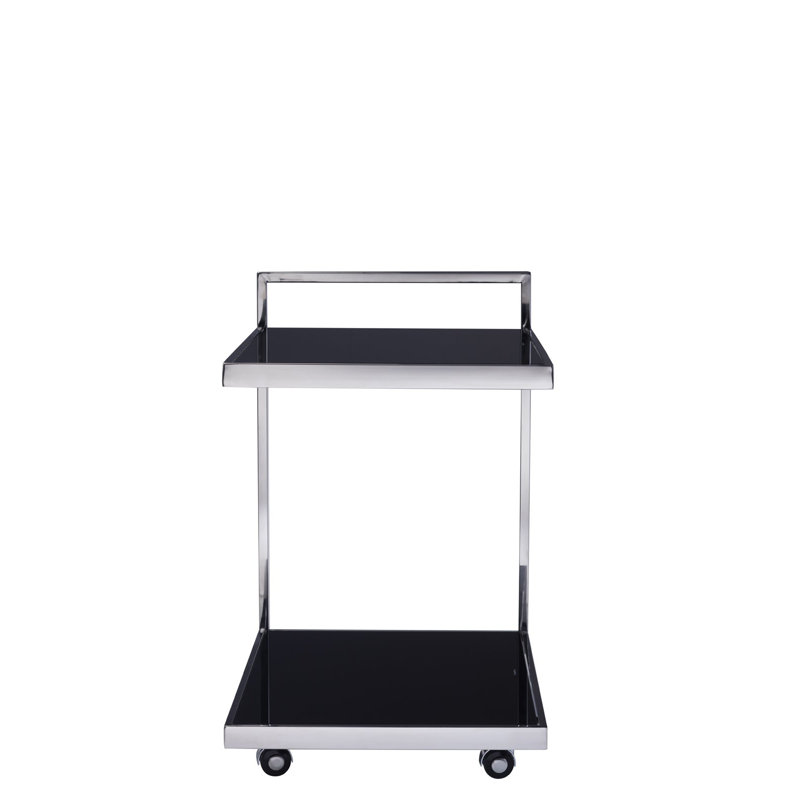 Luxe Glass and Stainless Steel Bar Cart