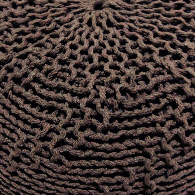 20 Wide Deep 14 High Pouf, Brown, Knit Weave, Modern Home Decorative Item Width, Depth, Height, Cover