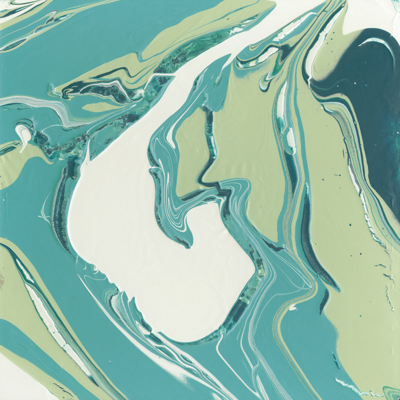 Flowing Teal IV by Studio W - Wrapped Canvas Painting, 51cm H x 51cm W