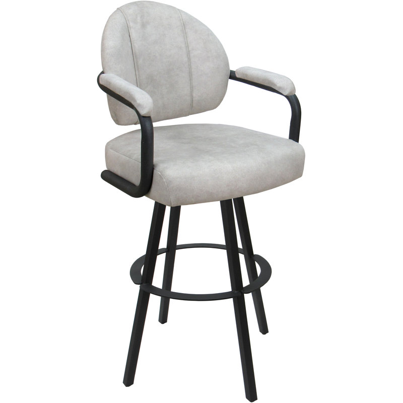 Leandra Swivel Extra Tall Metal Bar Stool 34" - Warren Base, Cream Polyester Blend/Gray Frame
