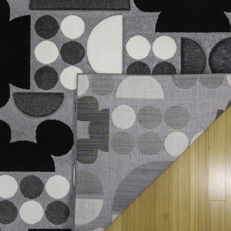 Licensed Disney Bravo Mickey Mouse Spheres Black/White/Gray Indoor Area Rug, Rectangle 5'3" x 7'