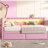 Upholstered Twin Size Platform Bed With USB Ports And LED Belt, With 2 Drawers, Pink