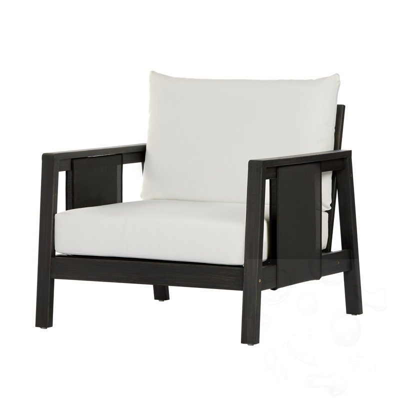 Fauteuil club d'extérieur en bois avec coussins