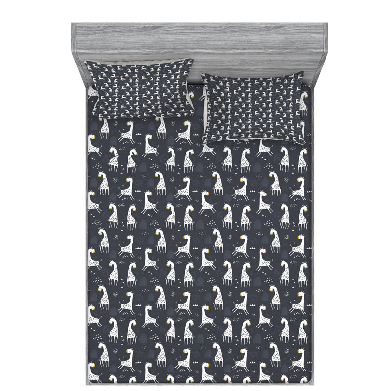 Scandinavian Microfiber Patterned Fitted Sheet, Full Fitted Sheet with 2 Pillowcases