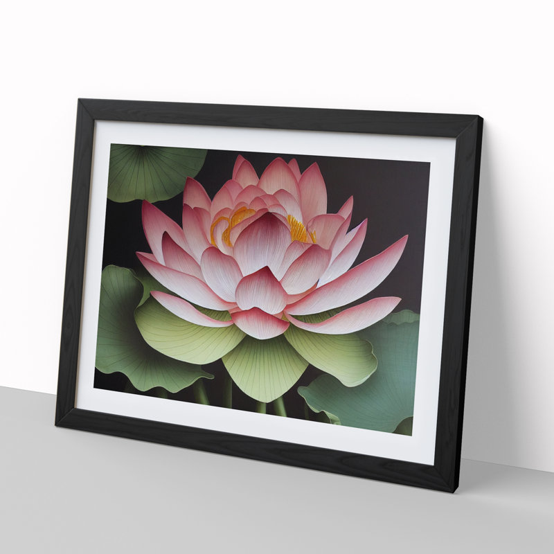 Dramatic Lotus Flower - Single Picture Frame Print, Black Framed, 46cm H x 64cm W x 2cm D