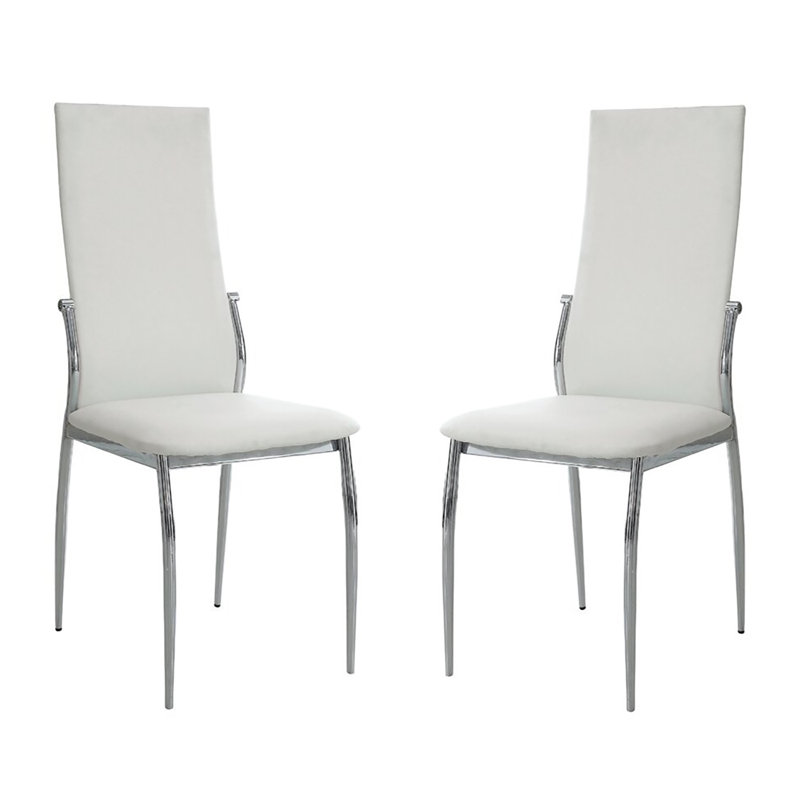 Chaise de salle à manger rembourrée Coetta, Blanc / argent