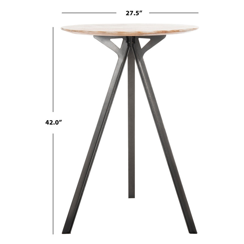 Esmond Round Solid Wood Top Metal Base Dining Table