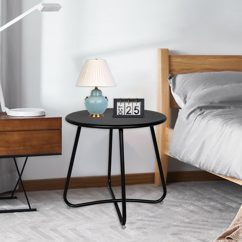 Table d'appoint ronde ronde en métal imperméable pour patio, jardin et balcon | Idée de cadeau, Noir
