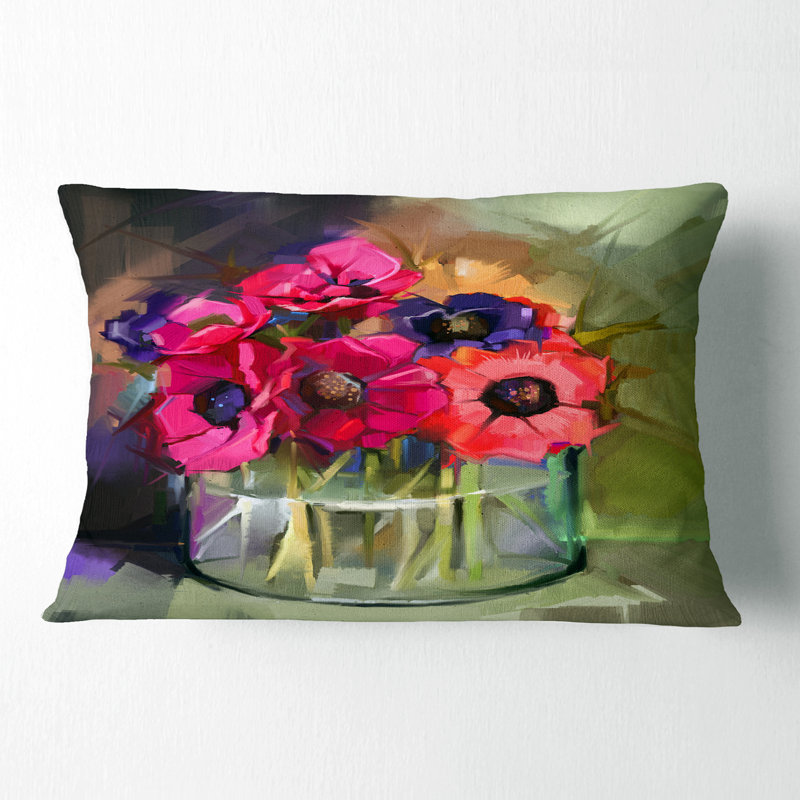 Coussin décoratif à motif floral rouge Red Floral Bouquet