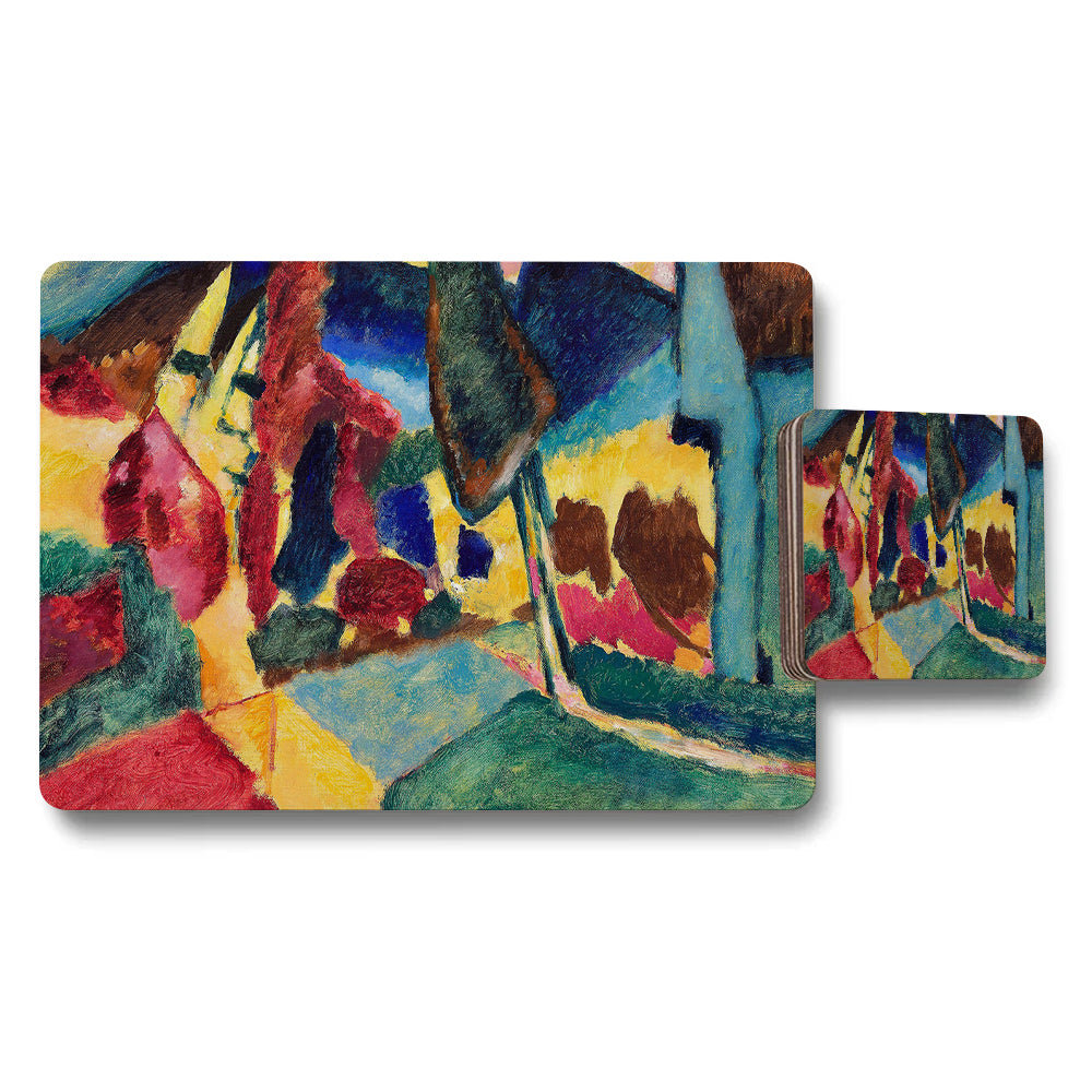 Abstract Colorful Placemats And Coaster Set For Dining Table