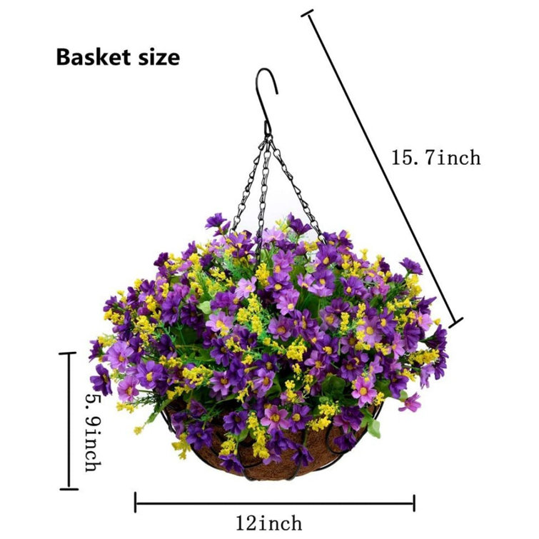 Artificial Flowers Silk Daisy, 6 Bundles Fake Purple Daisy Flowers,  Artificial Hanging Flowers for Patio Lawn Garden Decor, Faux Flower in  Picket Fence Pot for Home Decor, No Basket No Vase 