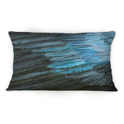 Coussin bleu à imprimé d'aile d'oiseau III - imprimé traditionnel 1