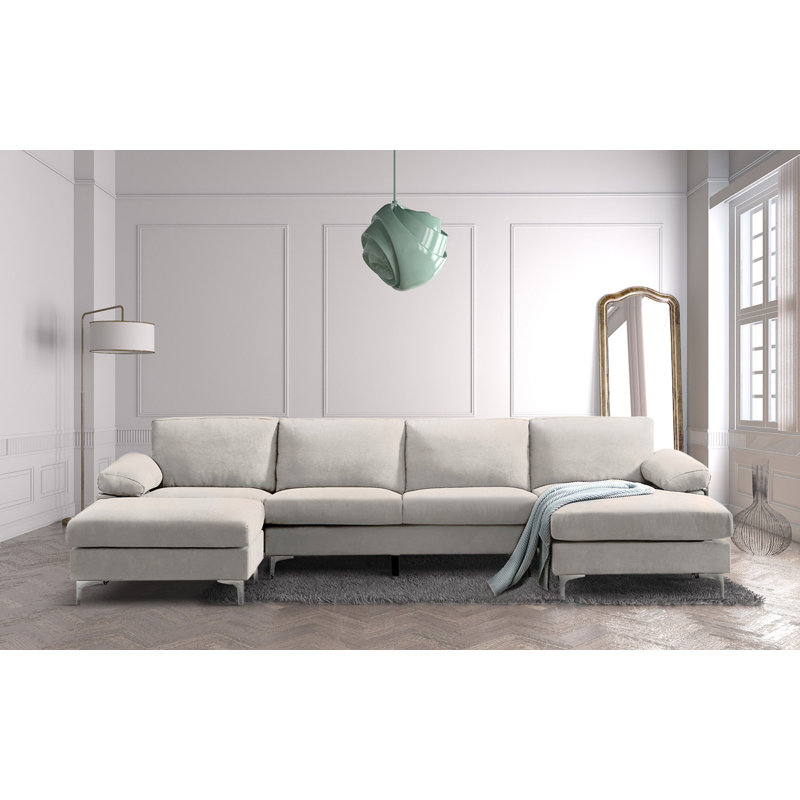 Canapé modulaire 3 pièces rembourré, Mélange de polyester gris clair