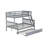 KiriHaus Twin Over Full Rubber Wood Bunk Bed with Trundle, Ladder, and Guardrail-115675294