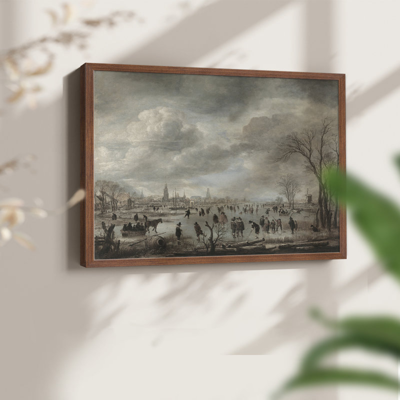Paysages rétro-Cccxxxxi - reproduction encadrée - réversible, H 8 po x l 10 po, Noyer