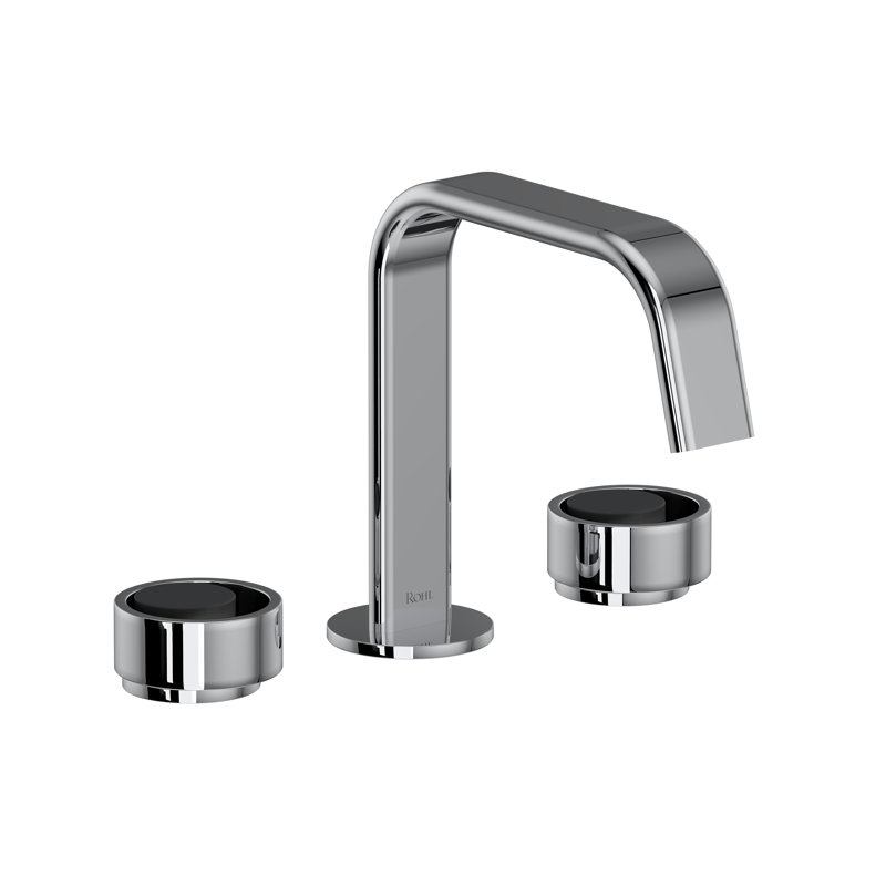 Eclissi Widespread Lavatory Faucet With U-Spout, Polished Chrome/Matte Black