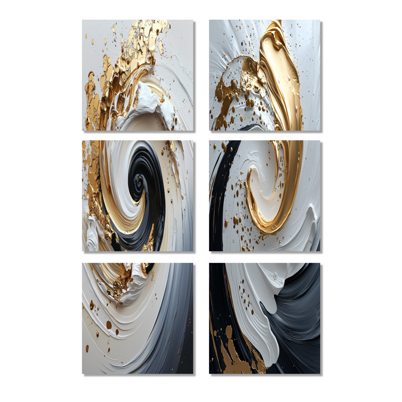Ceri - Ensemble de 6 reproductions d'art abstrait à spirales abstraites, Toile tendue, Ne s’applique pas