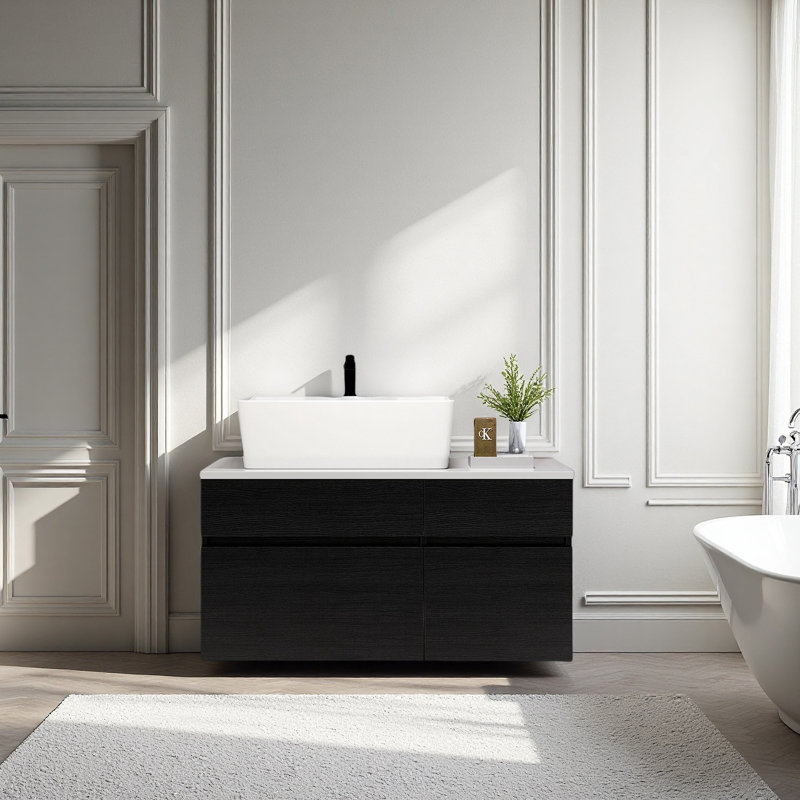 Petit meuble-lavabo flottant simple 31,5 pouces avec lavabo