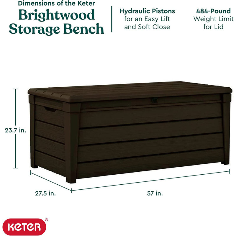 Brown Fade-Resistant Lockable Resin Deck Box with 120 Gallon Capacity