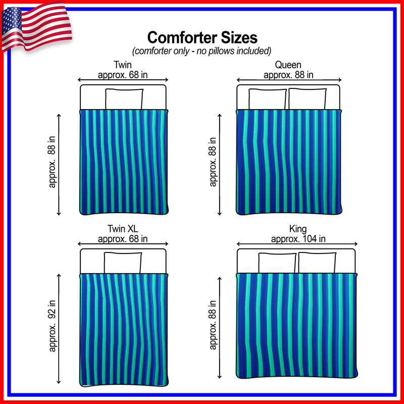 Blue Vertical Stripes Comforter, King