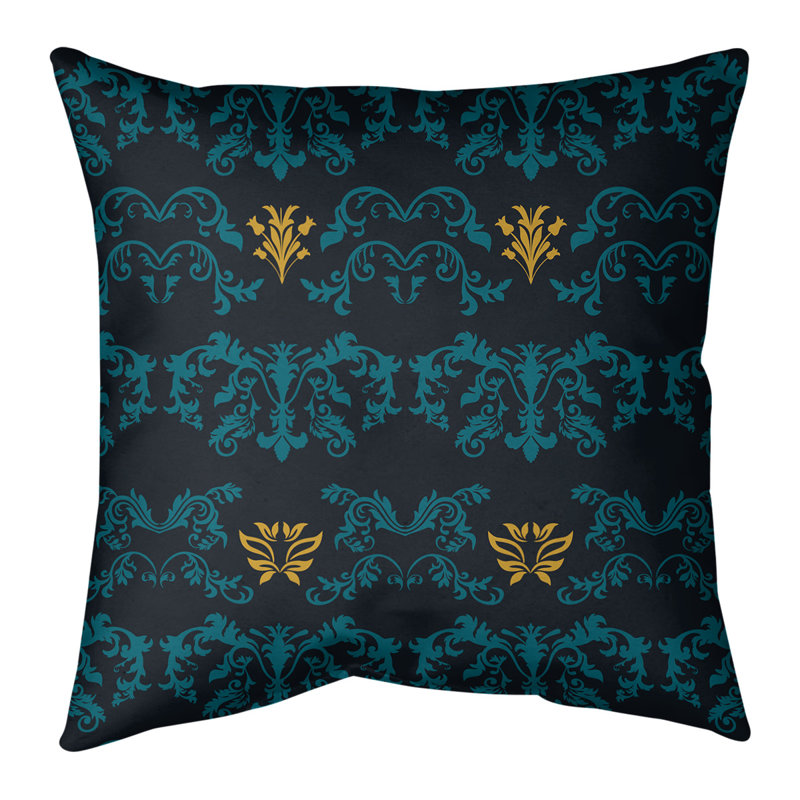 Housse de coussin Jacksonville Football Baroque, Noir / sarcelle / jaune, 26 po x 26 po, Faux lin