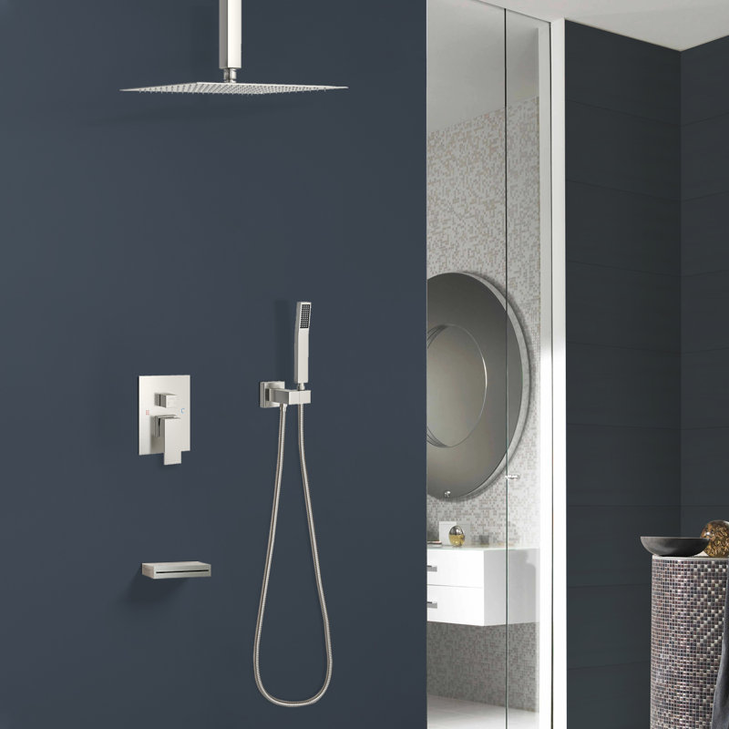 3-Function High-Pressure Rainfall Shower System, Tub Faucet Set