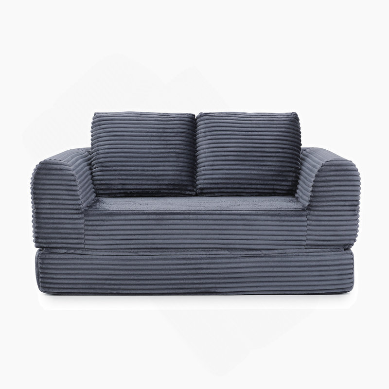 Canapé-lit convertible 2 en 1 avec mécanisme coulissant et conception modulaire pour les espaces de vie modernes., Gris