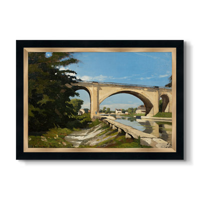 Le pont de chemin de fer à Briare, 1888 - Henri Harpignies - Toile encadrée sur mesure