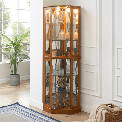 Vitrine de coin à 6 tablettes avec lumières